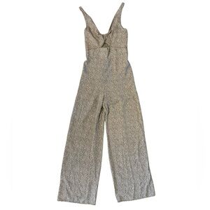 Abercrombie & Fitch Floral Twist Cut-out Jumpsuit Romper Olive and Cream XS